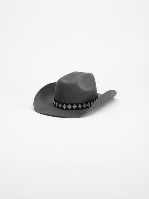 Burera handmade cowboy hat with Rwandan beaded band, front view